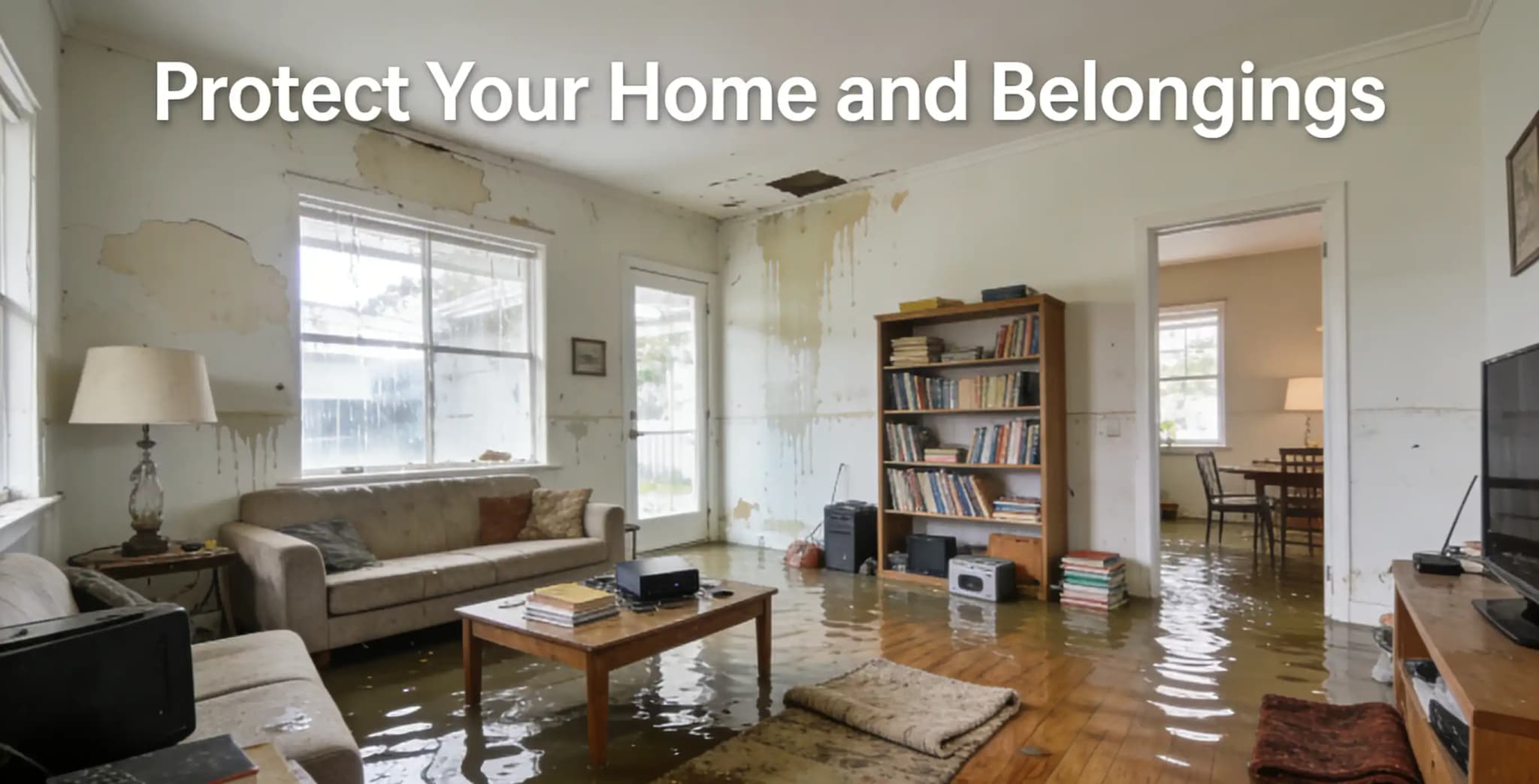 Flooded home and rising water damage